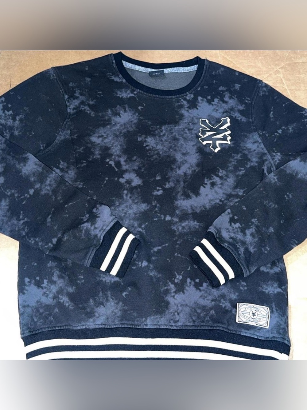 Men's Navy Tie-Dye zooyork Crewneck Sweatshirt Y2K